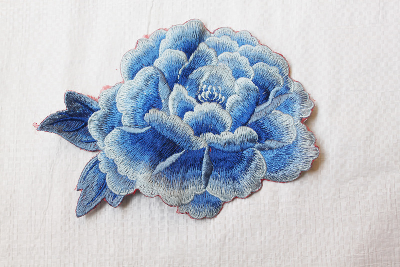 进口纱丝线刺绣牡丹绣 软绣片 绣花成品 补衣服服装改装