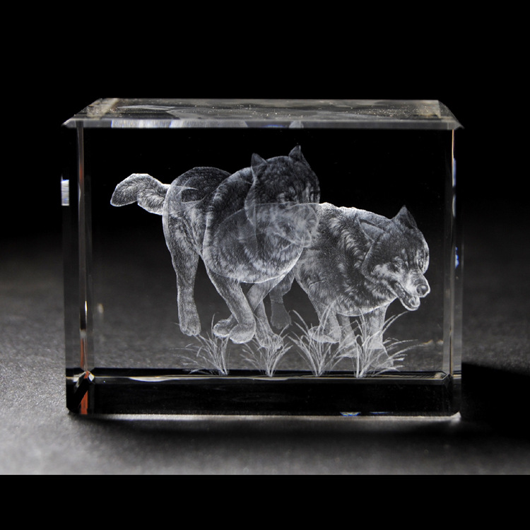 水晶内雕3d立体动物世界工艺品创意摆件 情人节礼品旅游纪念品