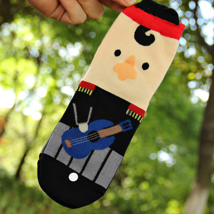 韩国新款 厨师国王四人组 立体人物女式纯棉卡通袜 立体人物袜子