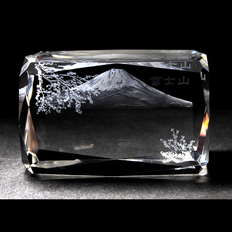 水晶内雕3d立体富士山工艺品创意摆件旅游纪念品