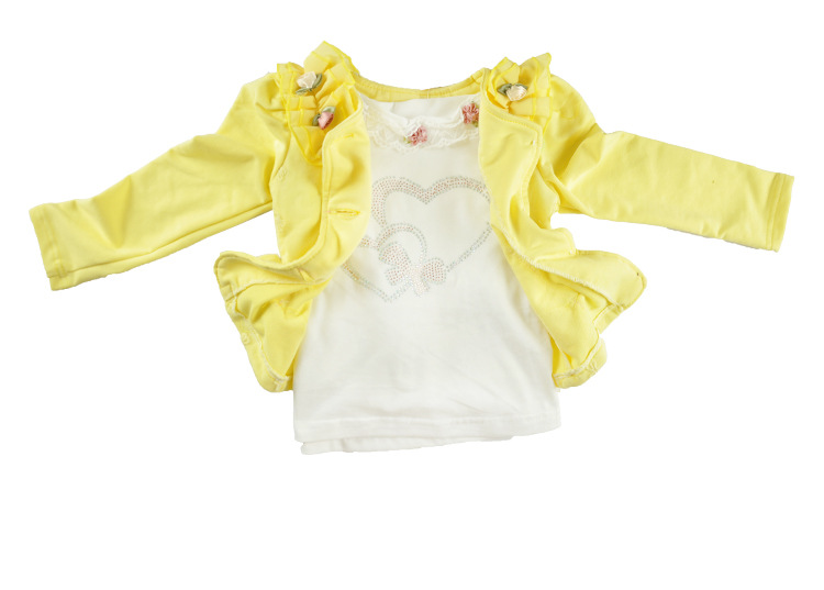 批发秋款童外套 甜美女童装 镶花蝴蝶结外套 中小童宝宝两件套