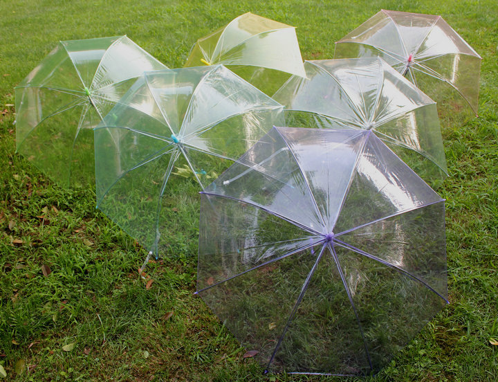热销时尚透明雨伞 糖果色多彩透明雨伞 直杆伞 透光雨伞