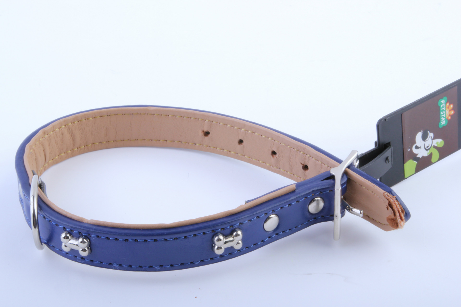 【酷迪大仓】合金骨头皮项圈蓝色 1112243