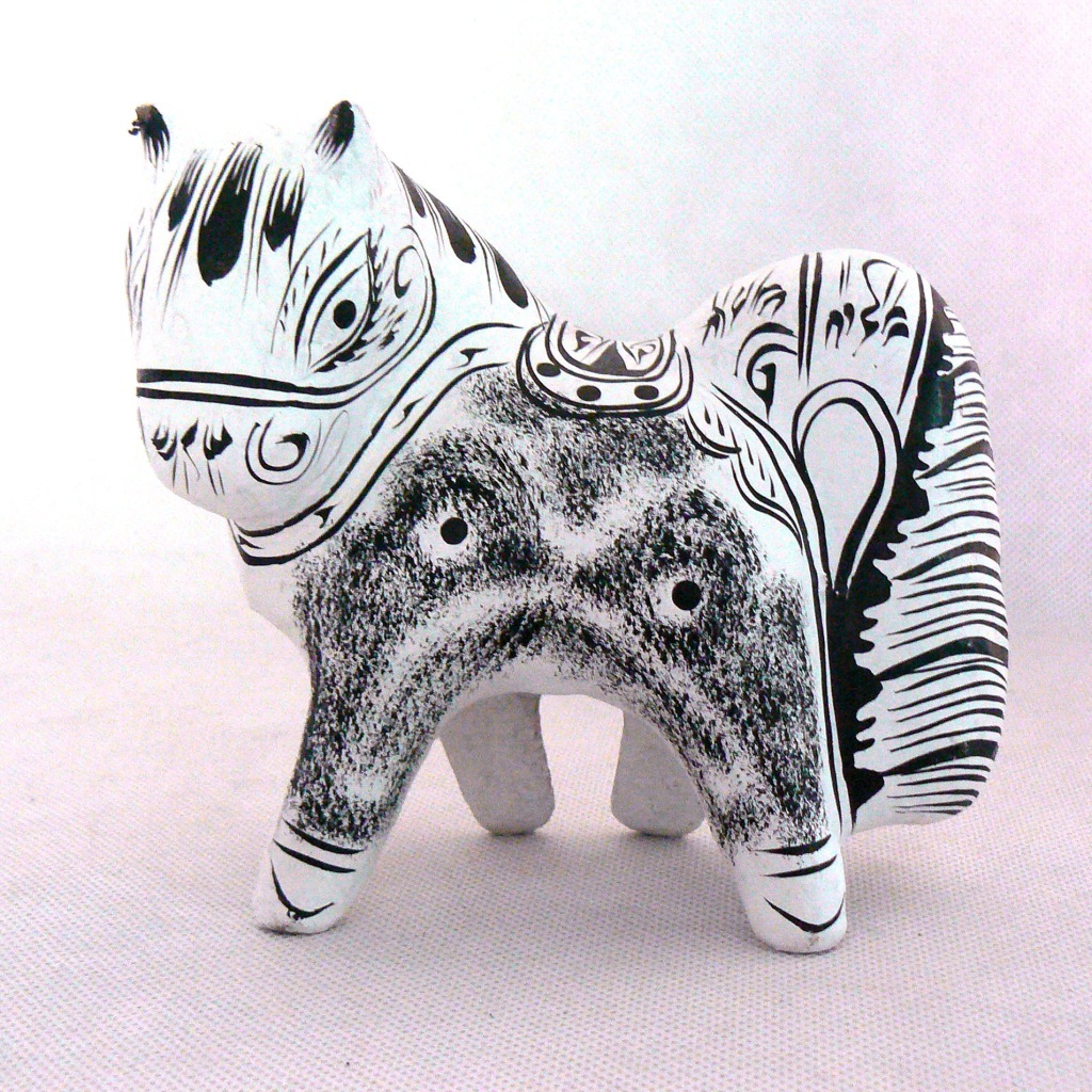 凤翔泥塑邮票马,马年12生肖畅销款年货礼品纯手工彩绘泥塑摆件