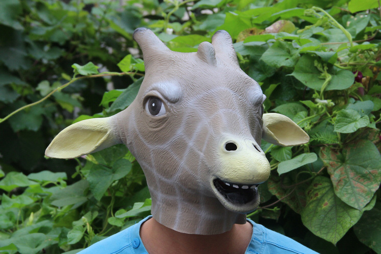 动物头套 梅花鹿面具 鹿头面具 鹿头帽子 鹿头套 万圣节面具