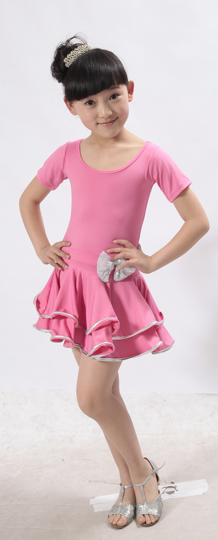 儿童舞蹈服练功服少儿体操服芭蕾舞蹈裙连体女童短袖考级服