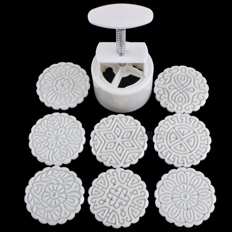 125克 圆形月饼模具 8种花形 手压月饼模具