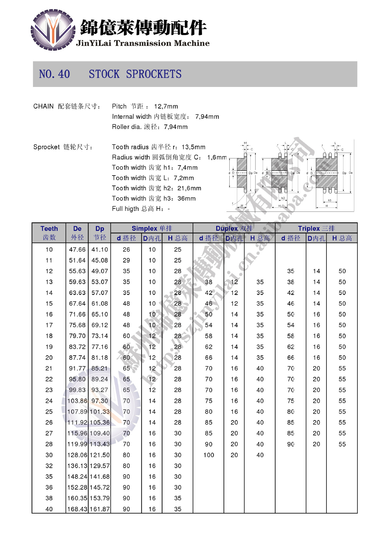 優質40a鏈輪\工業鏈輪\4分鏈輪\45#鋼鏈輪