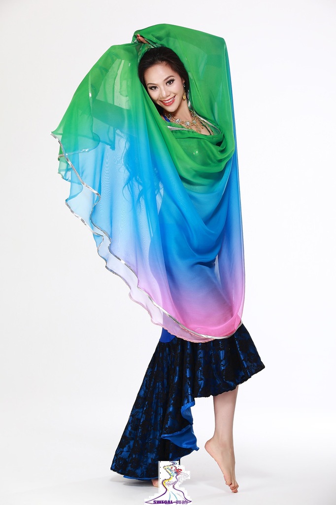 swegal 肚皮舞纱巾 双纱舞纱巾 肚皮舞半圆纱巾 弧形纱巾