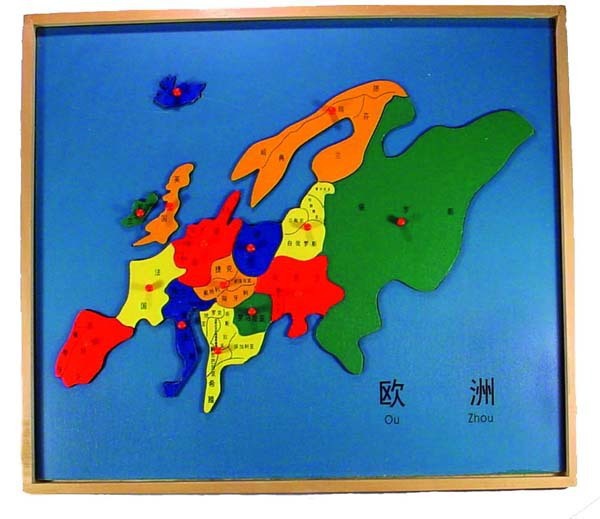 蒙特梭利 科学文化 欧洲地图嵌板拼图 蒙氏早教幼儿园教具 m138