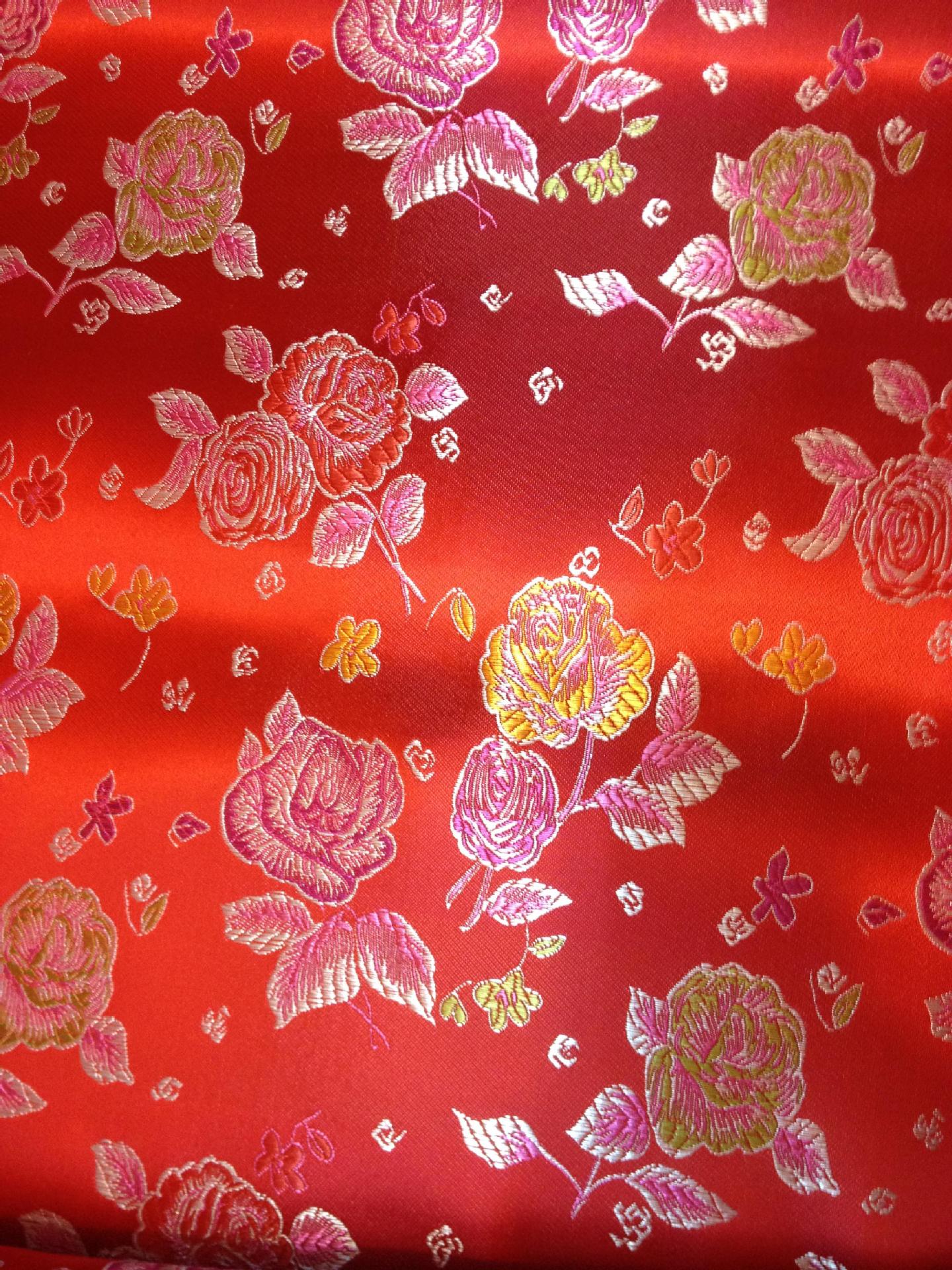 336 牡丹花 幅宽90 织锦缎 唐装面料 包装布