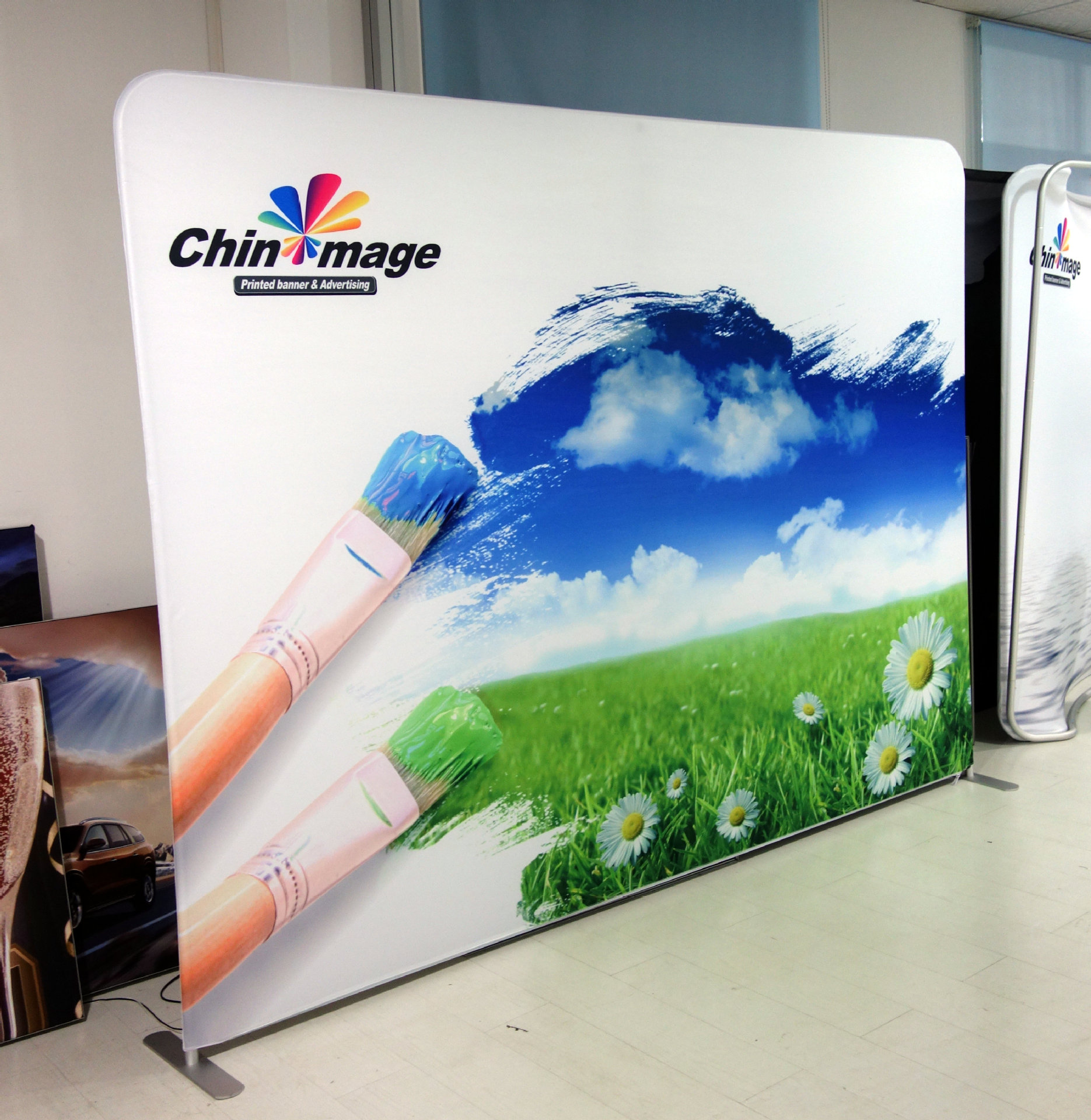 厂家供应快布秀画面拉网展架易拉幕快展photobooth