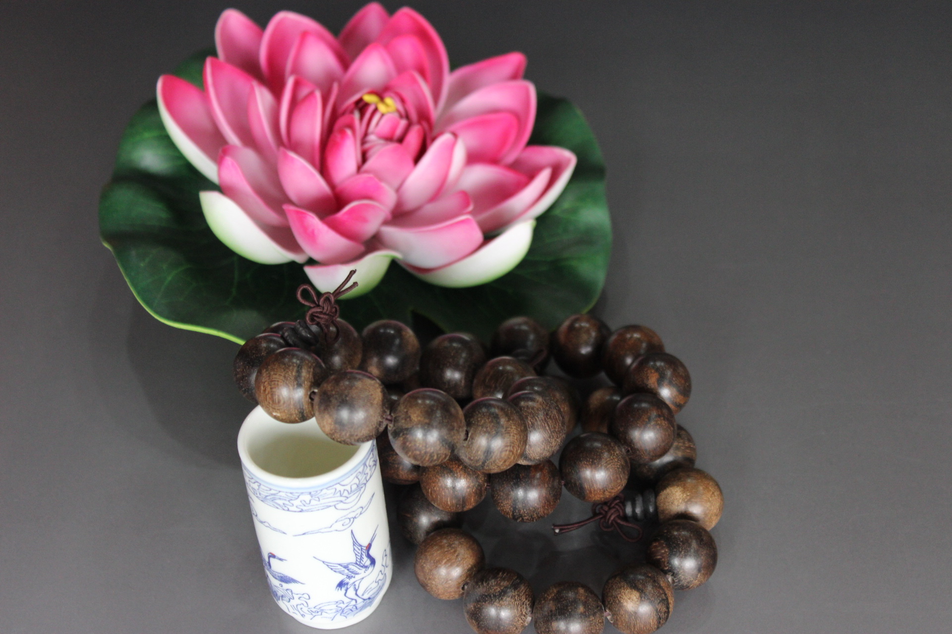 聚艺阁工艺虎沉沉香东帝汶佛珠手串20cm