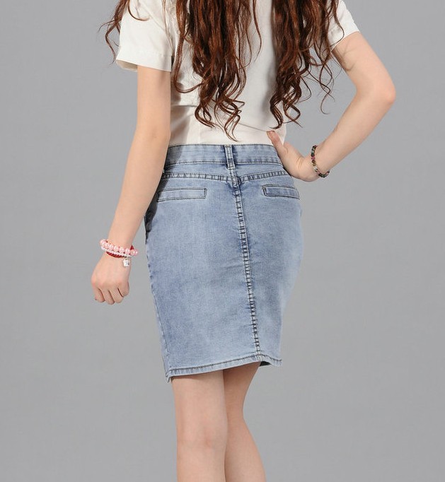 女士韩版扣扣时尚牛仔裙