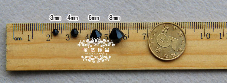 3mm水晶尖珠 角珠 水晶散珠子批发一条约120颗 高档首饰配件