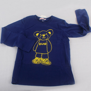 米拉熊时尚童装男童长袖t恤纯棉纯色2013夏装卡通图案019057