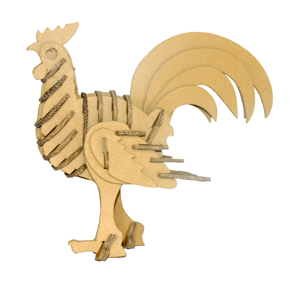 纸质3d立体拼图动物模型 益智玩具 十二生肖鸡智力拼图