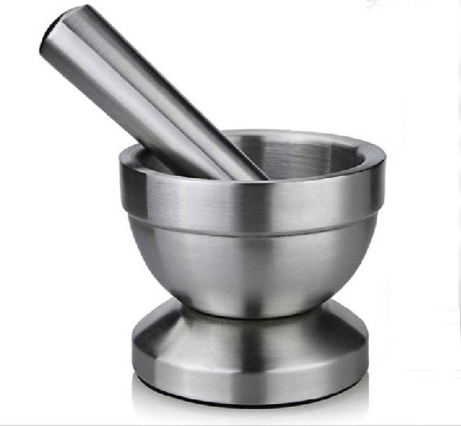 新款不锈钢餐具捣蒜器捣药罐石臼厨房料理食材研磨器捣碎香料蒜泥