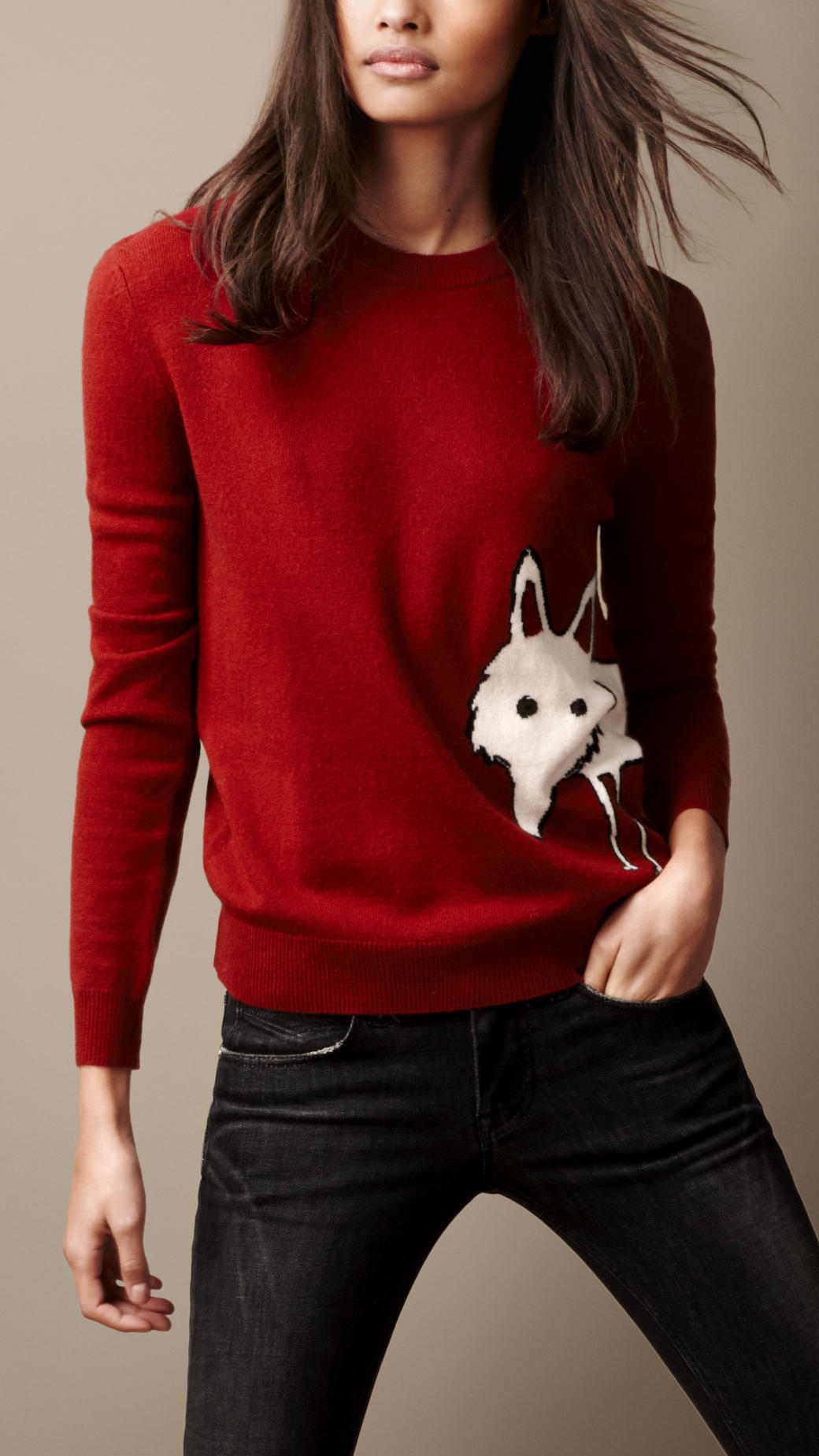 b家新款女士小狐狸走秀款针织衫毛衣