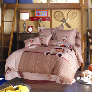 新品 全棉斜纹活性四件套 卡通儿童蒙奇奇套件床上用品 批发团购