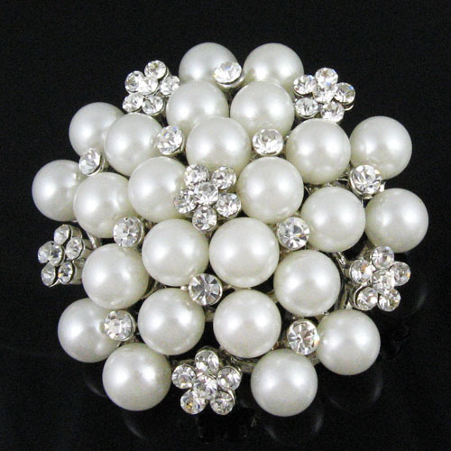 新光饰品~0116梅花钻珍珠胸针批发 4色入