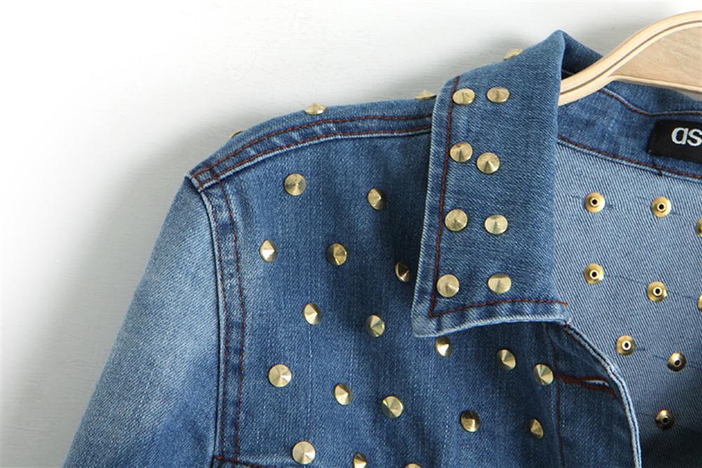 d秋冬新款女装欧美aso*铆钉牛仔衣女式短款夹克外套wp1601