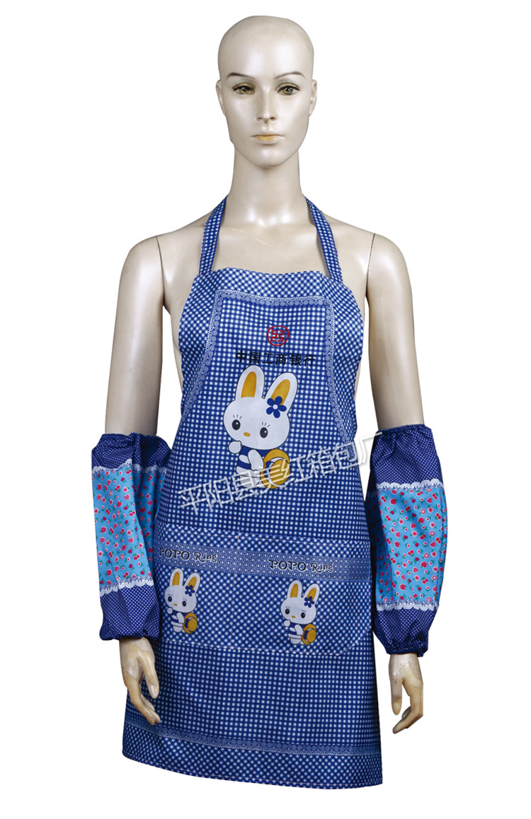 长耳萌小兔 时尚pvc防水围裙 厂家直销 高级桃皮绒 可印广告