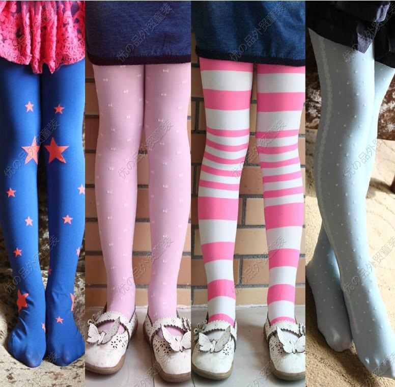 韩国宝儿汪 二宝精品童装 糖果彩色提花天鹅绒儿童连裤袜 十分裤