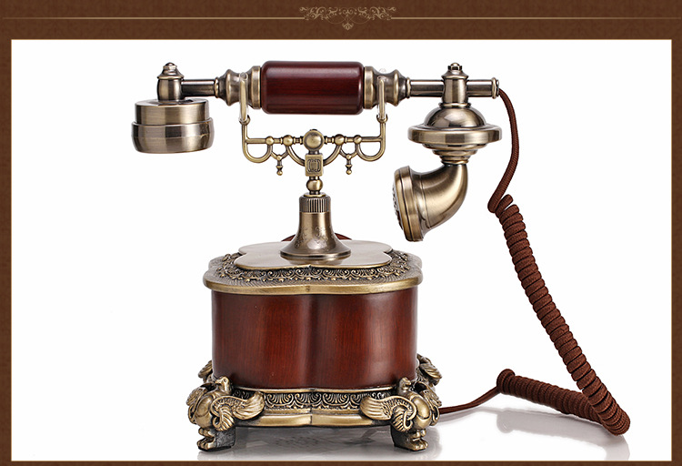 佳话坊 欧式仿古 复古电话机 新品时尚创意家用木纹座机 爱德华