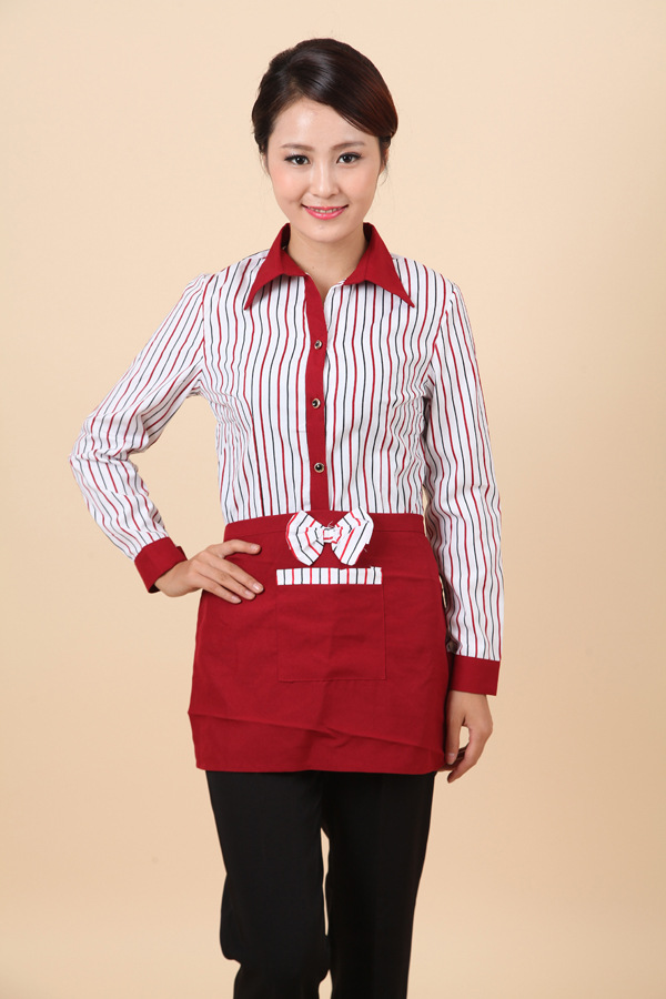 2013秋冬男女款麦当劳红绿条纹鲜丽衬衣工服 羽林衣尚优质供应