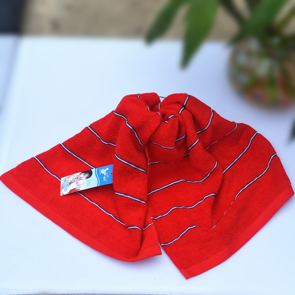 清仓 孚日洁玉 纯棉多臂条纹运动毛巾 情侣面巾洗脸巾 f05-83a