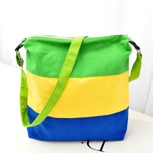 直销价2013新款包袋三色条纹帆布女式时尚休闲包淑女单肩彩条包包