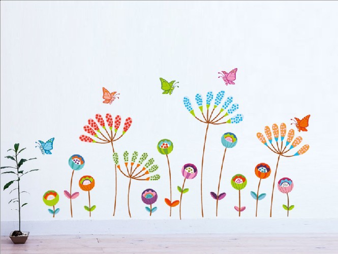 8307/花儿朵朵欧美风卡通儿童房背景墙贴纸花朵外贸墙贴纸定制