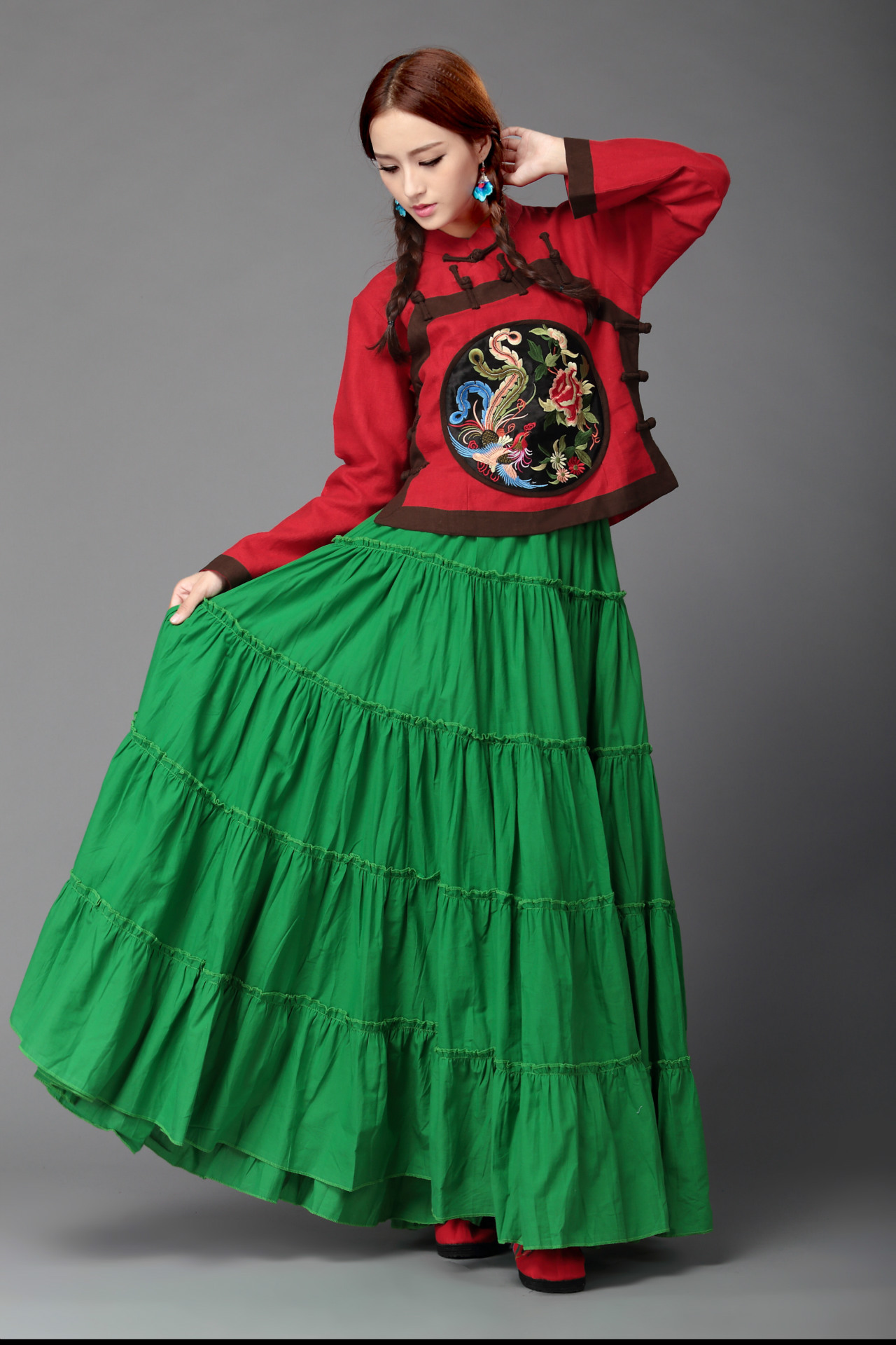 原创中国民族风女士大摆裙抹胸 舞蹈裙 波西米亚长裙价格 - 中国供应