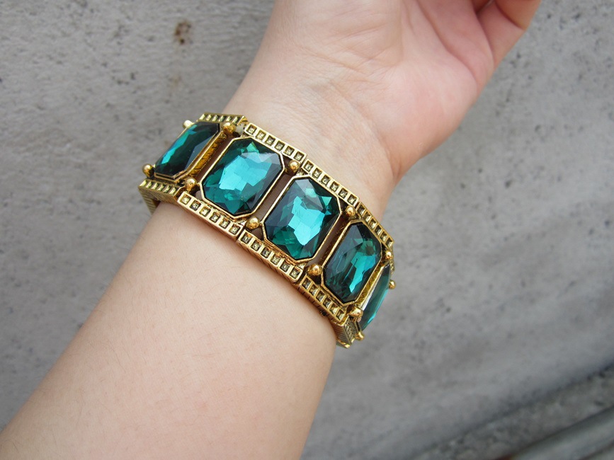 时尚孔雀绿高雅手环女士手镯