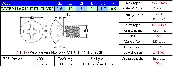 din 84 圆柱头一字槽钛螺丝m1.6x2 m1.6x3 m1.6x4 m1.6x5 m1.6x5 m1.