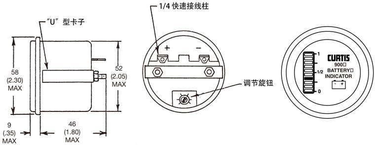 curtis 900r 圆形电量表 科蒂斯品牌 电动车 电动叉车电量表