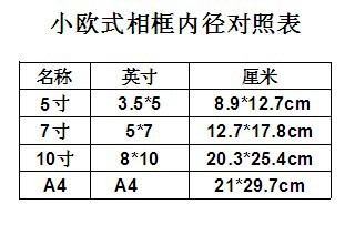 &nbsp; 产品名称:小欧版/简欧版/小斜边 10寸相框 边框尺寸:1