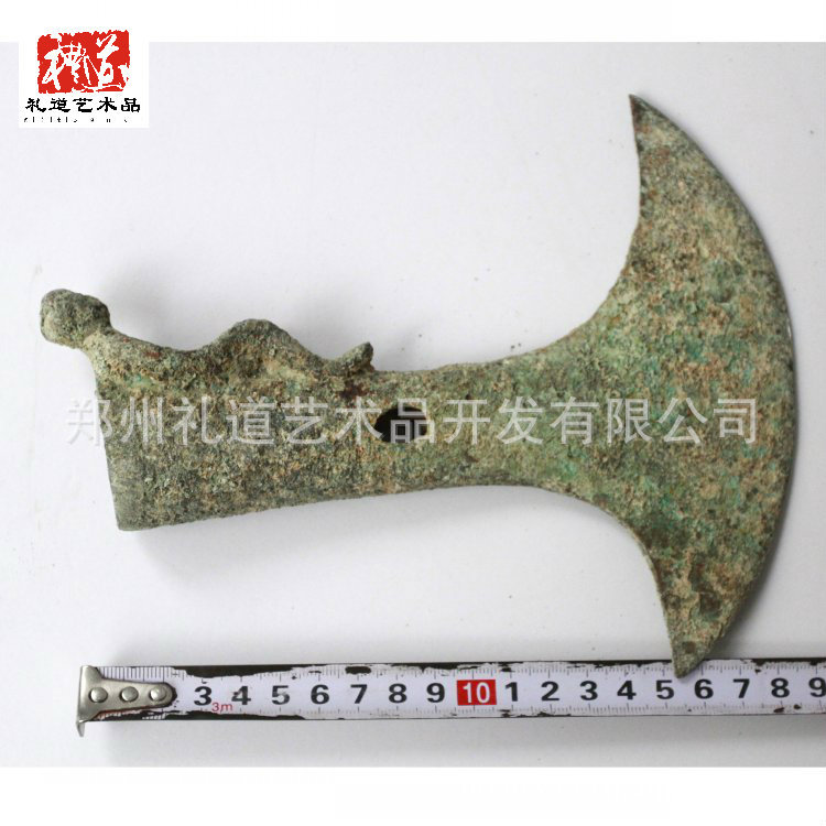 仿古做舊兵器銅鉞 古玩收藏古代兵器銅鉞 博物館陳設裝飾兵器銅鉞