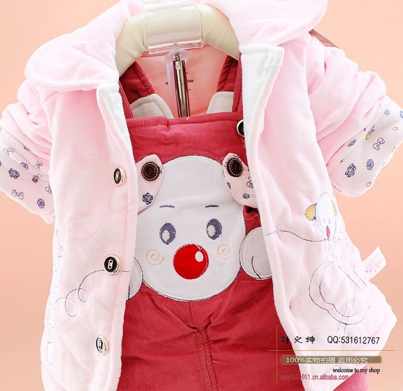 江苏苏州秋冬童装儿童棉衣73-90健康快车宝宝夹棉背带两件套3037婴儿