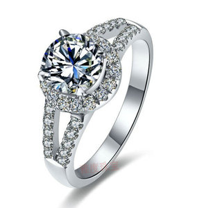 正品sona四爪纯银18k镀金高仿真 结婚钻戒指 女款钻戒莫桑石1克拉