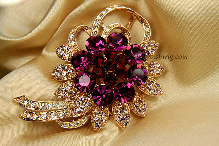 伊泰莲娜 丽晶 时尚 镶钻 水晶 大红花 胸针饰品批发