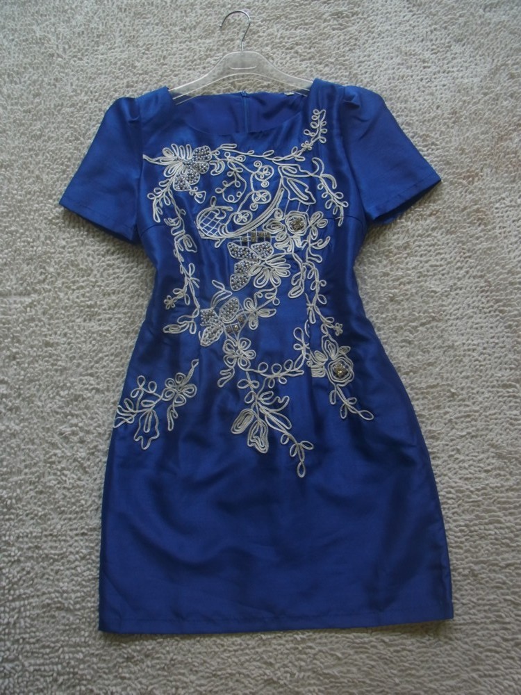 外贸服装欧美女装店原单尾货批发 丝质绣花修身显瘦时尚连衣裙子