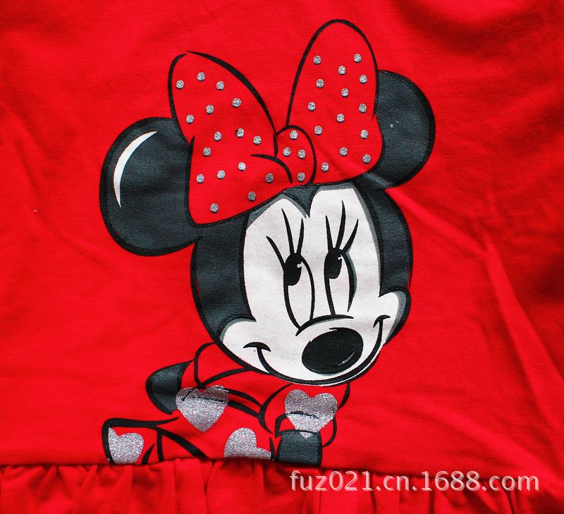 13年新款 disney春秋款 米妮女童套装 红色衣裙加打底裤两件套装