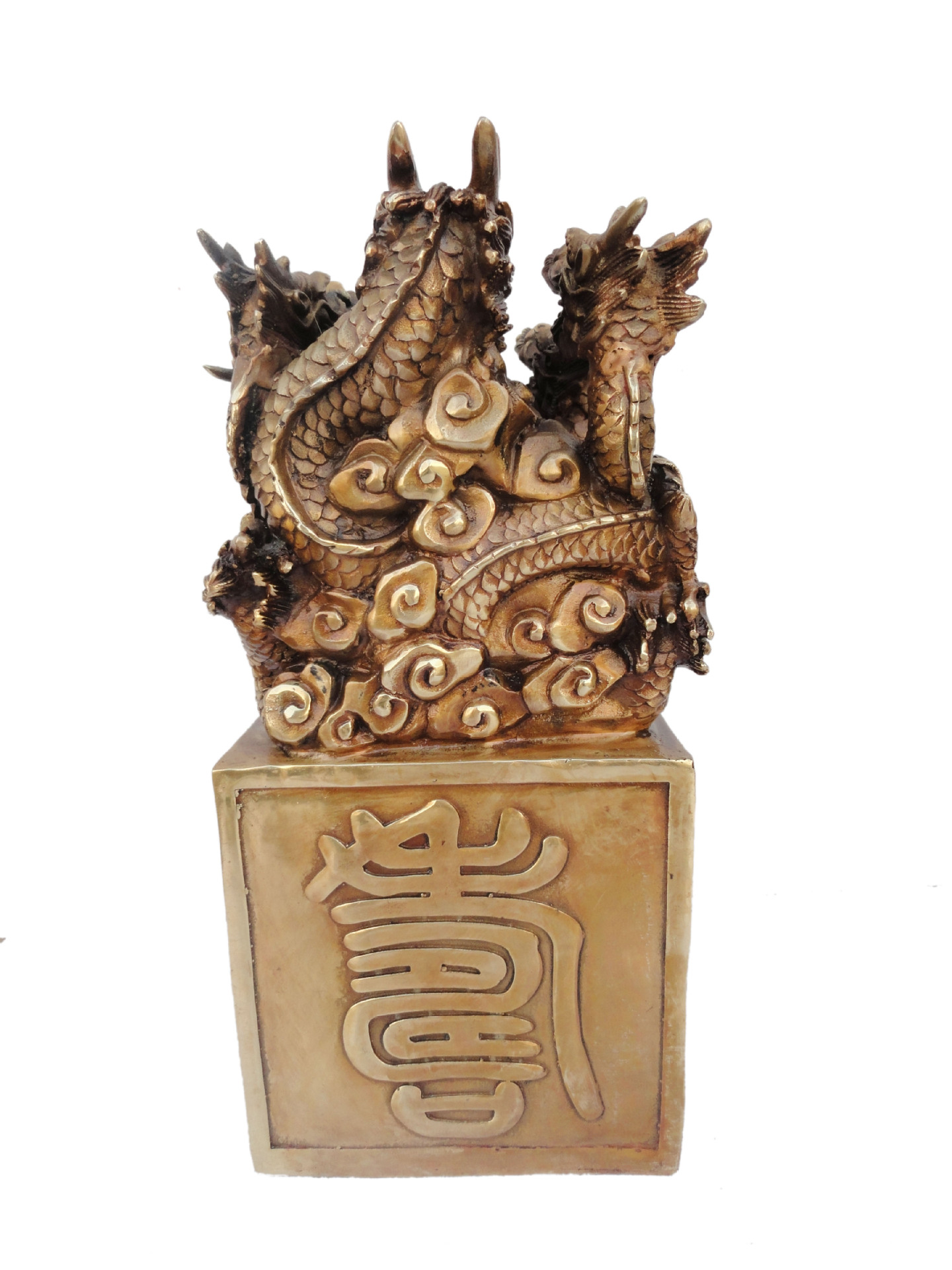 纯铜九龙金玺宝印风水用品镇宅化煞摆件装饰品摆设