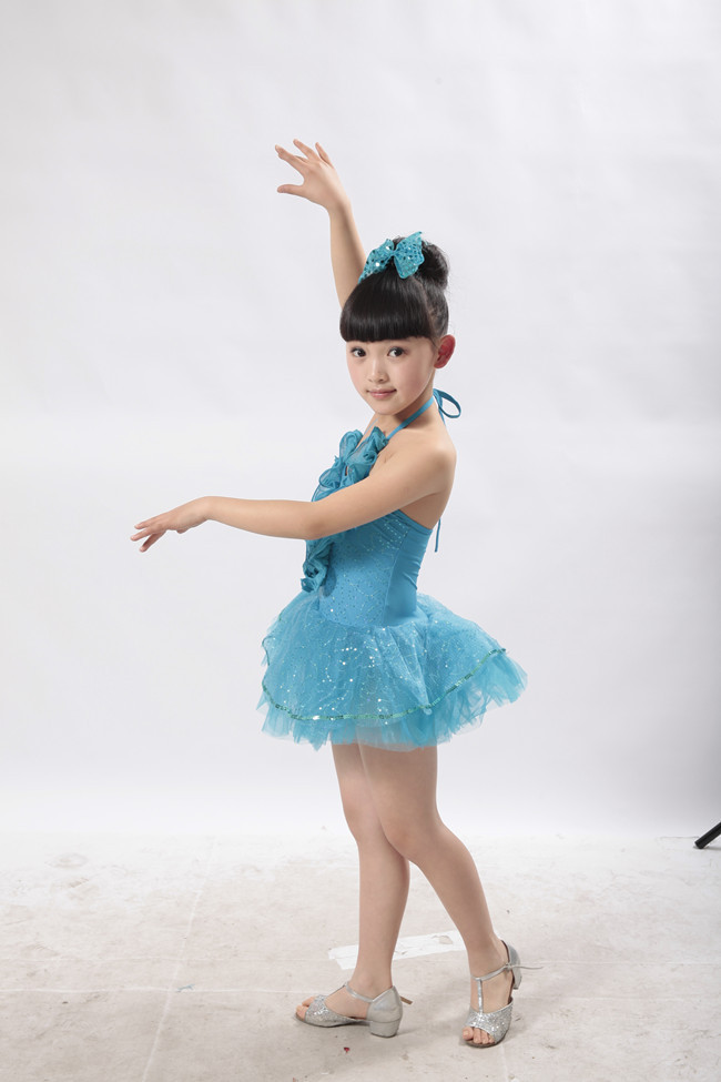韩版童装 儿童舞蹈裙 蓬蓬裙 中大童表演服 童拉丁舞服
