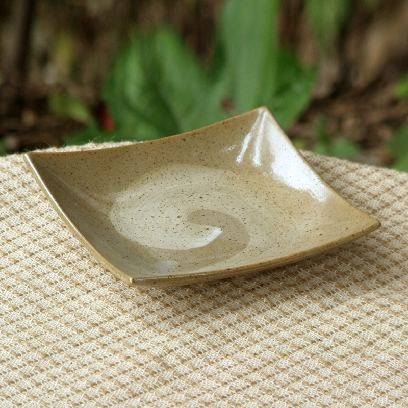 zakka日式家居杂货 家居餐具仿古做旧9号方形土盘 日本大创家居