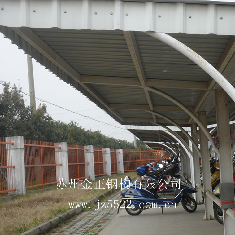 彩钢板车棚 雨棚 苏州优质钢结构厂家专供,质量保证!