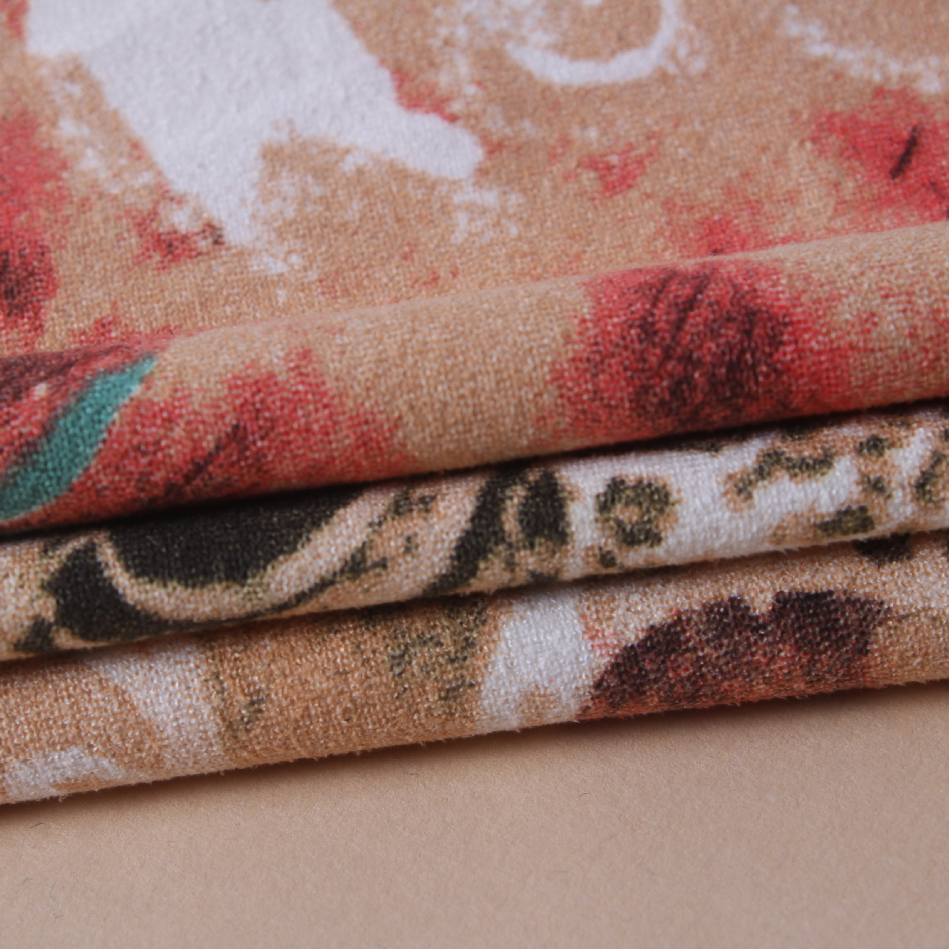 麂皮绒仿数码印花 染整工艺:仿数码印花