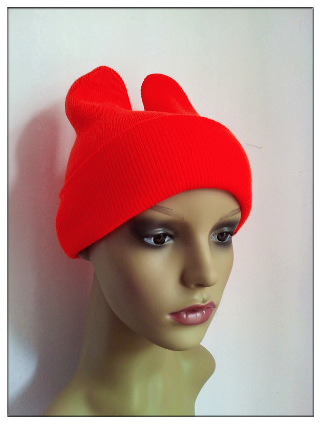 厂家供应生产针织羊角帽男女通用小孩尺寸都可0